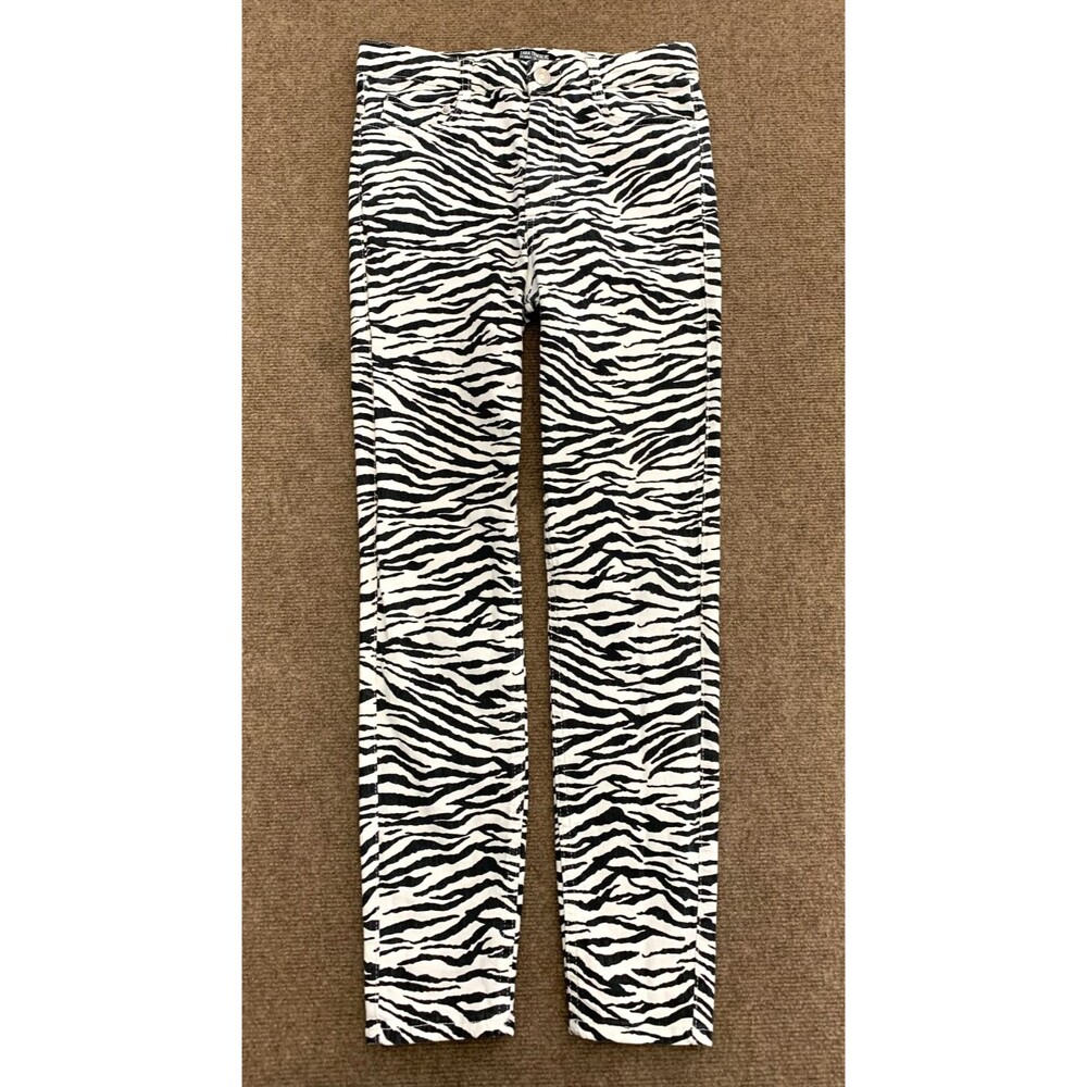 Zara Jeans Womens 8 High Waist Zebra Print Skinny Animal Stretch Trafaluc Denim
